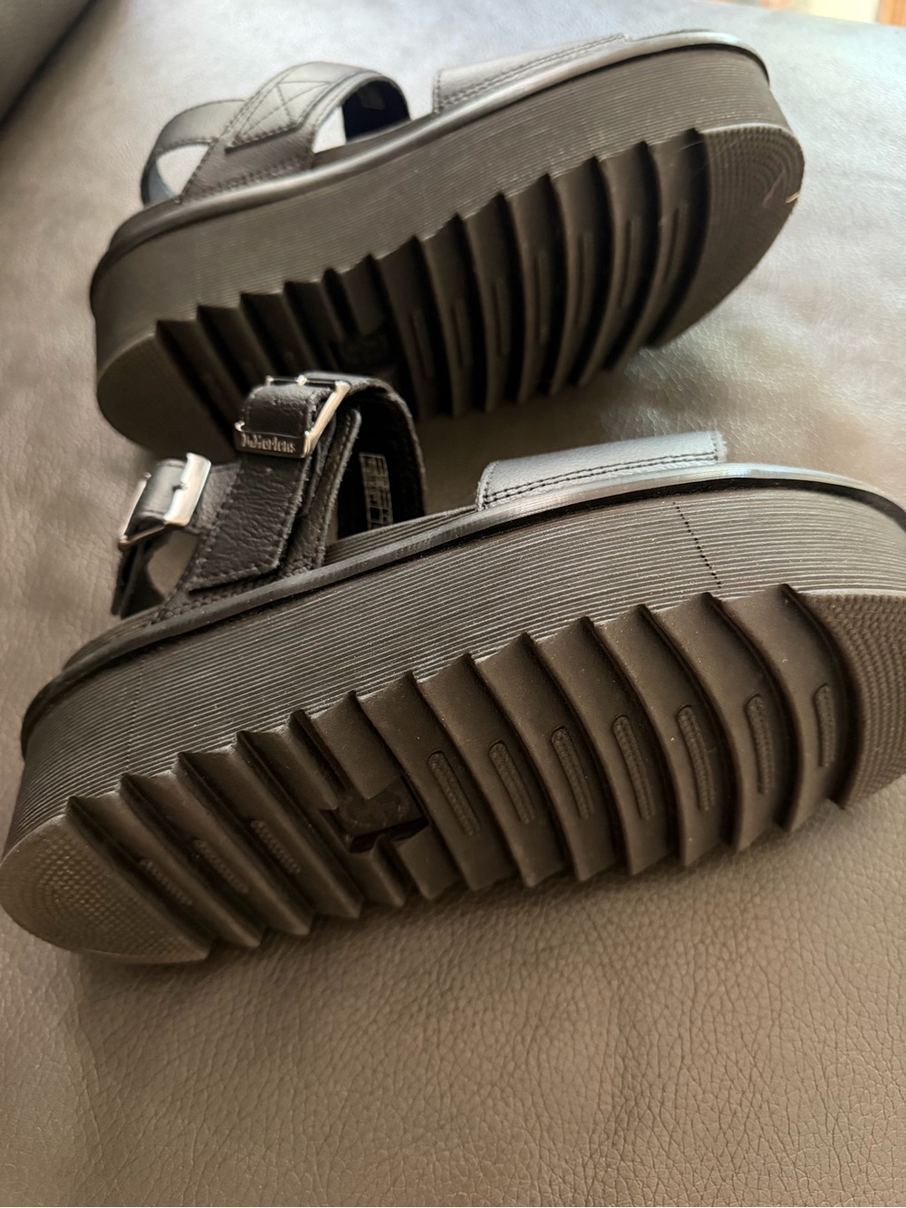 Dr. Marten Voss Platform Black Leather Buckle Sandals size 8 - Picture 4 of 7